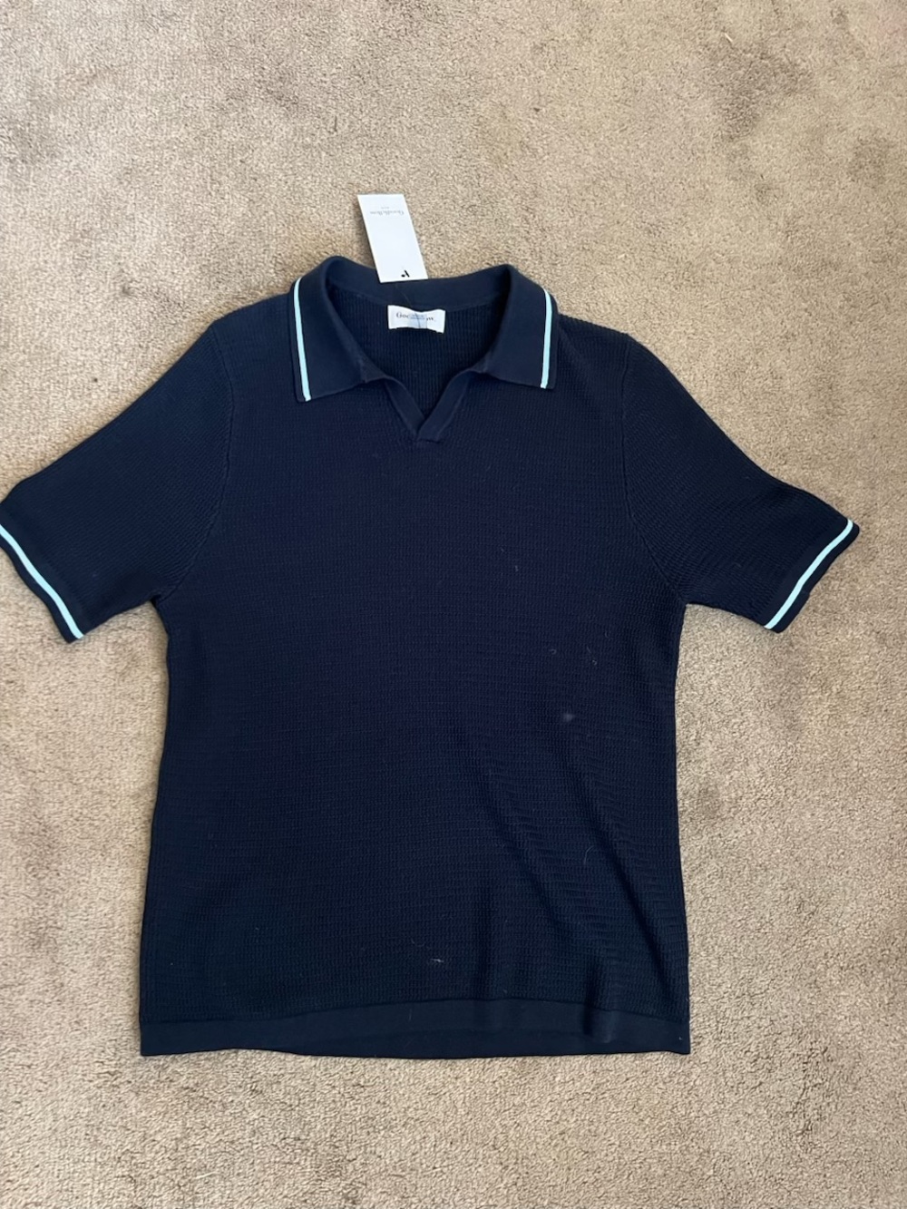 Goodfellow & Co Navy Short-Sleeve Polo with Light Blue Trim